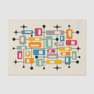 Farbenfrohe Retro Mitte des Jahrhunderts Moderne A Seidenpapier