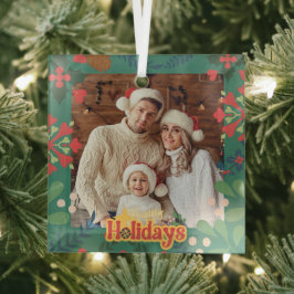 Farbenfrohe Retro moderne Weihnachtskarte Ornament Aus Glas