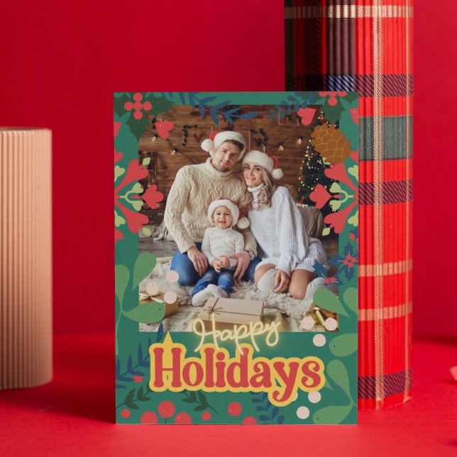 Farbenfrohe Retro moderne Weihnachtskarte Postkarte (Von Creator hochgeladen)