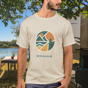 Farbenfrohe Retro Mountain Adventure Camping T-Shirt