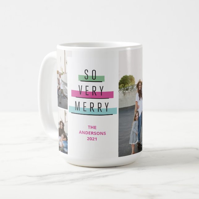 Farbenfrohe Retro Multi Foto Foto Tasse (Vorderseite Links)