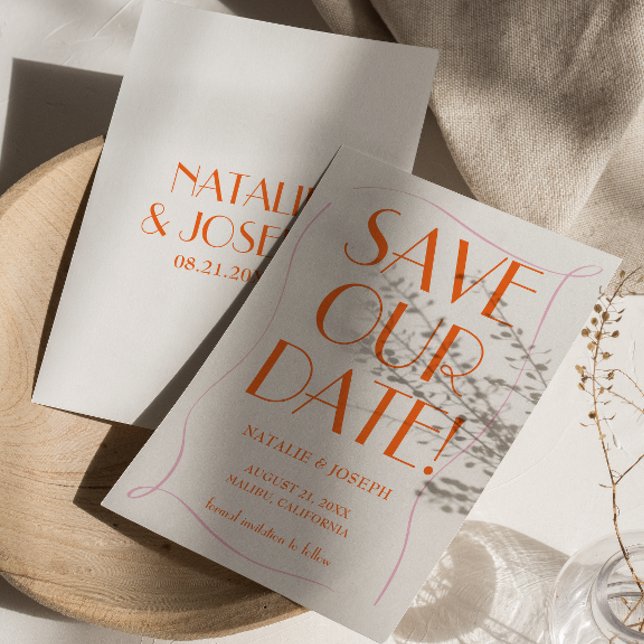 Farbenfrohe Retro Niedlich Bright Vintage Einzigar Save The Date (Von Creator hochgeladen)