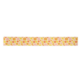Farbenfrohe Retro Orange Boho Blume Happy Birthday Satinband
