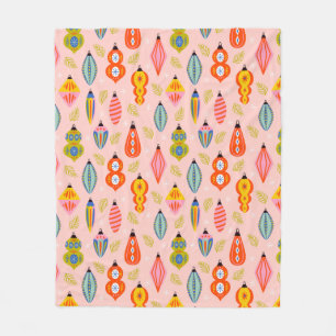 Farbenfrohe Retro-Ornamente Weihnachtsmuster Fleecedecke