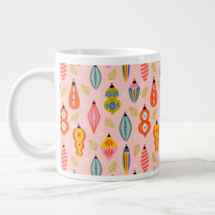 Farbenfrohe Retro-Ornamente Weihnachtsmuster Jumbo-Tasse