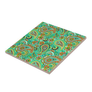 Farbenfrohe Retro Paisley 2a Fliese