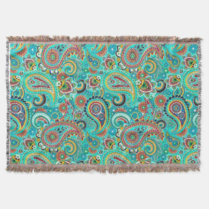Farbenfrohe Retro Paisley Decke