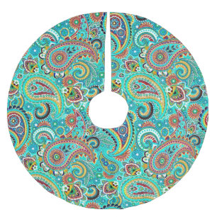 Farbenfrohe Retro Paisley Polyester Weihnachtsbaumdecke
