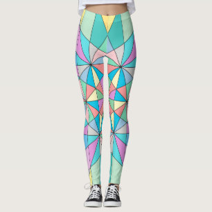 Farbenfrohe Retro Pastel Mosaic Triangle Star Patt Leggings