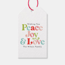 Farbenfrohe Retro Peace Joy & Liebe Weihnachten Fa
