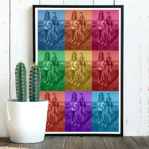 Farbenfrohe Retro Pop Art Familienfreundliches Fot Poster