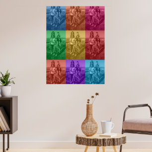 Farbenfrohe Retro Pop Art Familienfreundliches Fot Poster