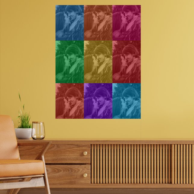 Farbenfrohe Retro Pop Art Wedding Custom Foto Grid Poster (Wohnzimmer 2)