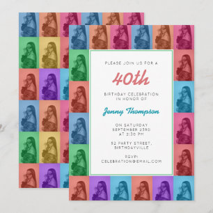 Farbenfrohe Retro Pop Modernes Foto Grill Einladung