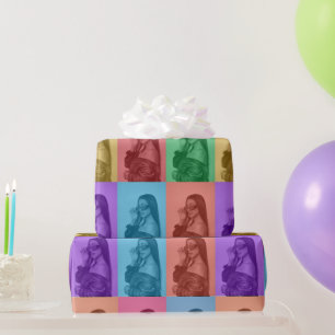 Farbenfrohe Retro Pop Modernes Foto Grill Geschenkpapier