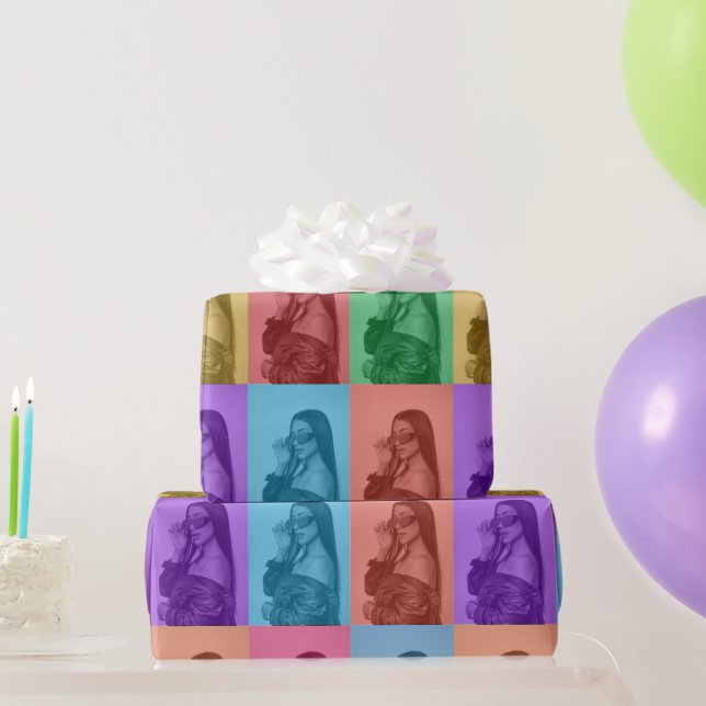 Farbenfrohe Retro Pop Modernes Foto Grill Geschenkpapier (Partygeschenke)