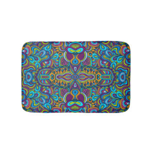 Farbenfrohe Retro Psychedelic Abstrakte Wirbel Badematte