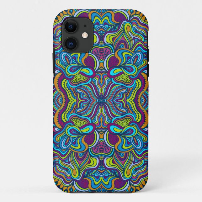 Farbenfrohe Retro Psychedelic Abstrakte Wirbel Case-Mate iPhone Hülle (Rückseite)