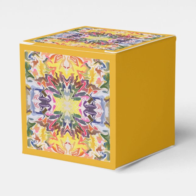 Farbenfrohe Retro Psychedelic Kaleidoskop Abstrakt Geschenkschachtel (Vorderseite)