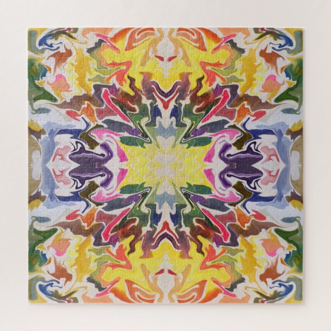 Farbenfrohe Retro Psychedelic Kaleidoskop Abstrakt Puzzle (Vertikal)