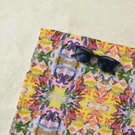 Farbenfrohe Retro Psychedelic Kaleidoskop Abstrakt Strandtuch