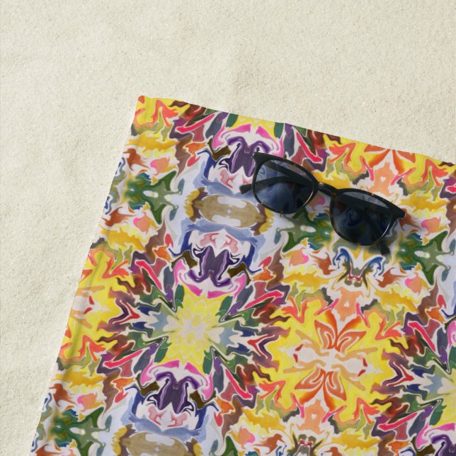 Farbenfrohe Retro Psychedelic Kaleidoskop Abstrakt Strandtuch (Beispiel)