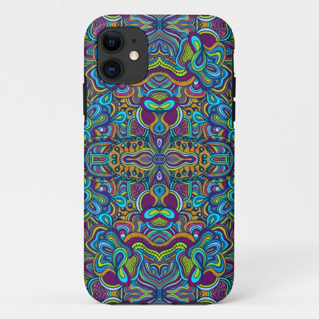 Farbenfrohe Retro Psychedelische Abstrakte Wirbel  Case-Mate iPhone Hülle (Rückseite)