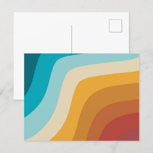 Farbenfrohe Retro-Regenbogen-Abstrakte Wellen Feiertagspostkarte