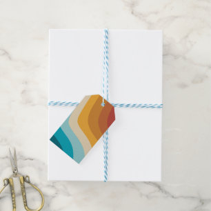 Farbenfrohe Retro-Regenbogen-Abstrakte Wellen Geschenkanhänger