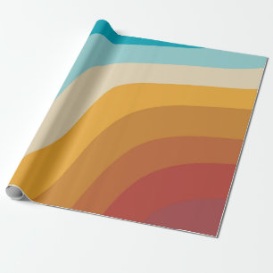 Farbenfrohe Retro-Regenbogen-Abstrakte Wellen Geschenkpapier
