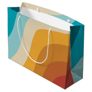 Farbenfrohe Retro-Regenbogen-Abstrakte Wellen Große Geschenktüte