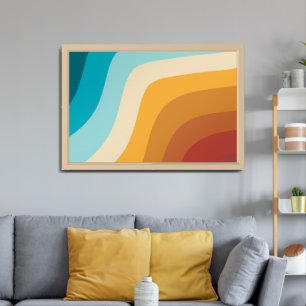 Farbenfrohe Retro-Regenbogen-Abstrakte Wellen Poster