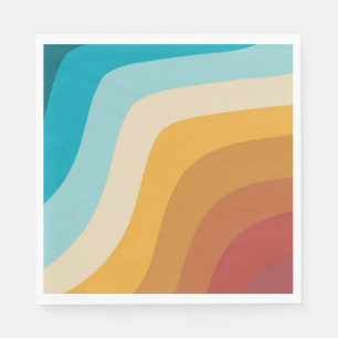 Farbenfrohe Retro-Regenbogen-Abstrakte Wellen Serviette