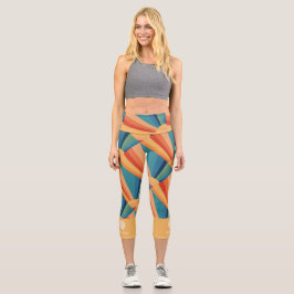 Farbenfrohe Retro-Regenbogen Sunbury Custom Pickle Capri Leggings