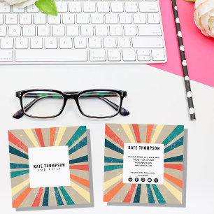 Farbenfrohe Retro-Regenbogen Sunbury Social Media  Quadratische Visitenkarte