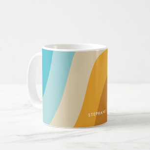 Farbenfrohe Retro-Regenbogenwellen Personalisiert  Kaffeetasse