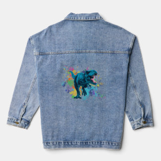 Farbenfrohe Retro Rex Dinosaurier Geber für Männer Jeansjacke
