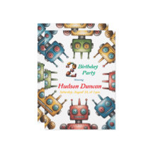 Farbenfrohe Retro Roboter Junge Geburtstagspartei