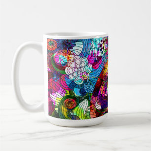 Farbenfrohe Retro Romantische BlumenCollage Kaffeetasse