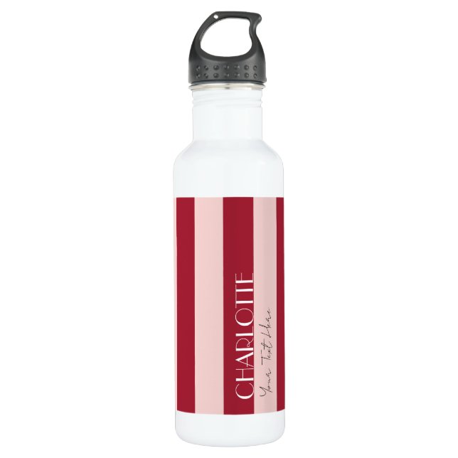 Farbenfrohe Retro Rote Farbblockstreifen Edelstahlflasche (Vorderseite)