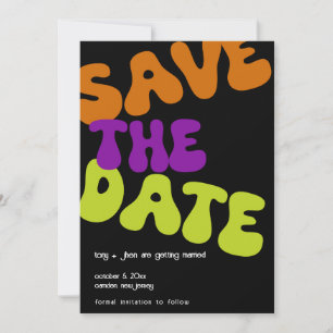 Farbenfrohe Retro Save the Date Hochzeitsankündigu Einladung