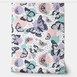 Farbenfrohe Retro-Schmetterlinge Muster. Tapete