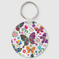 Farbenfrohe Retro-Schmetterlinge und Blume-Muster