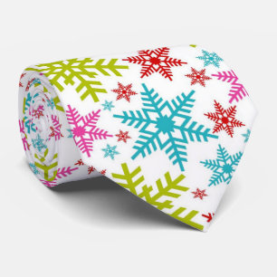 Farbenfrohe Retro-Schneeflocken Weihnachten Krawatte