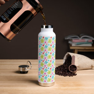 Farbenfrohe Retro-Schneeflocken Weihnachten  Trinkflasche