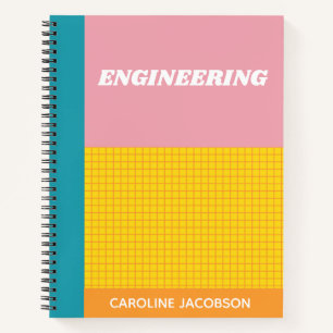 Farbenfrohe Retro School Betreff Engineering Custo Notizbuch