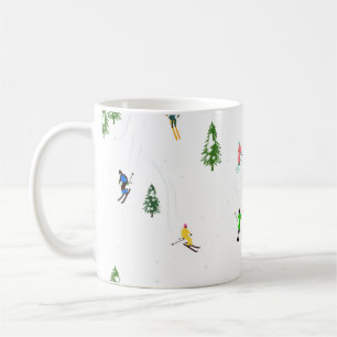 Farbenfrohe Retro-Skifahrer-Illustration Kaffeetasse