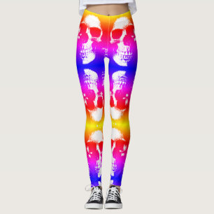 Farbenfrohe Retro Skull Dekorative Leggings