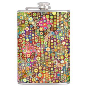 Farbenfrohe Retro Spots + Ihre Idee Flachmann