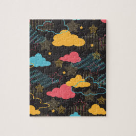 Farbenfrohe Retro Starry Sky Art Muster II Puzzle